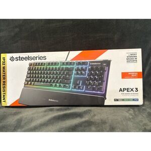Steelseries Apex 3 RGB Gaming Keyboard IP32 Water Resistant BRAND NEW SEALED